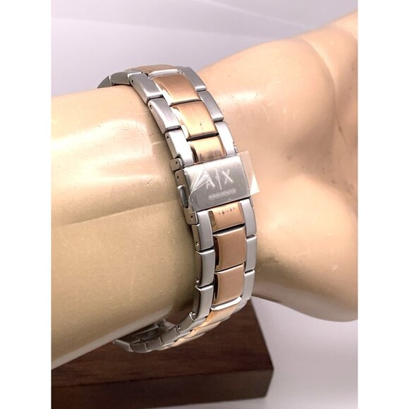 Armani Exchange Men's Watch AX1882 Quartz Black Dial Rose Gold Silver Steel 42mm - Picture 10 of 14